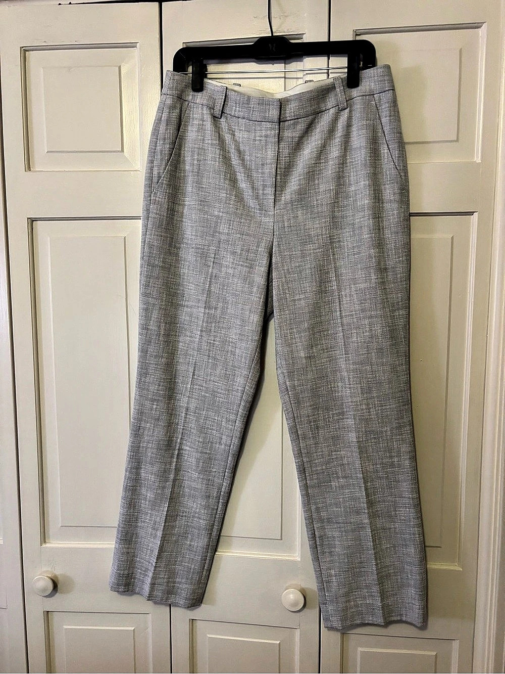 Rebecca Taylor Slub Straight Pant Straight Leg Pants in Gray Size 12 NWT